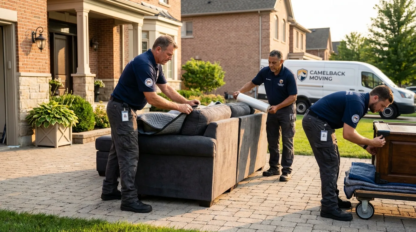 Large estate moving crew wrapping furniture in Vega, TX